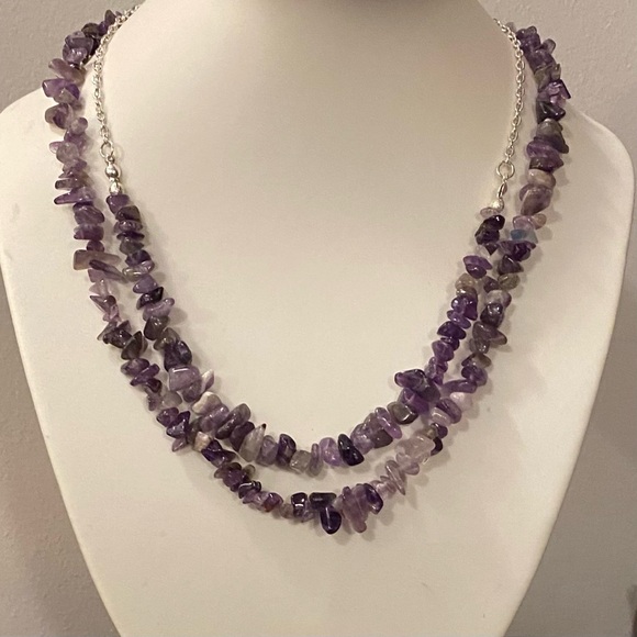 NEW AMETHYST Genuine crystal chip necklace (A) - Picture 6 of 7